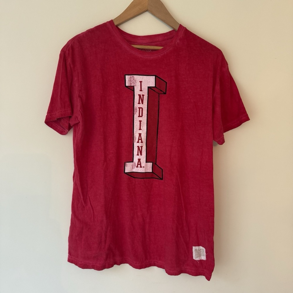 Vtg Like Indiana University T-Shirt Hoosiers Women's Medium Retro Graphic Red IU